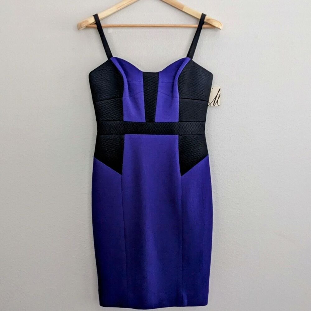 Milly New York Clarisse Blackberry Bustier Wool Mini Cocktail Dress Size 6 NWT